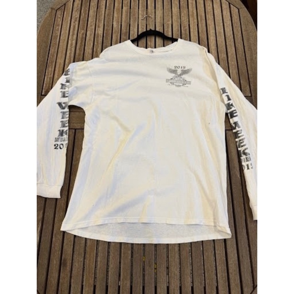 Vintage 2012 Daytona Beach Bike Week Long Sleeve T-Shirt 71st Anniversary White